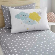Happy Clouds  Stars Single Fitted Sheet And Pillowcase Set Children's Bedding