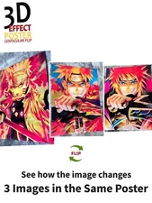 Naruto/Namikaz-Naruto 3D Poster 3D Lenticular Flip Effect,3 Images In One