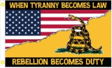 When Tyranny Becomes Law USA Gadsden 3'X5' Flag ROUGH TEX® 100D
