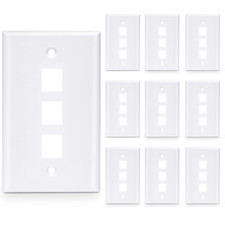 10 Pcs - 3 Port Wall Plate Keystone RJ45 Cat6 Cat5e Insert Jack White WallPlate