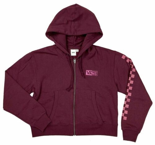 NEW VANS HALF BLAST CROP ZIP Women's HOODIE Burgundy Red NEW VANS HALF BLAST CROP ZIP Women's HOODIE Burgundy Red