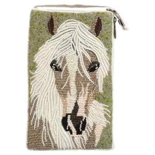 BAMBOO TRADING HAND BEADED  HORSE CLUB BAG CELLPHONE CROSSBODY WRISTLET PURSE