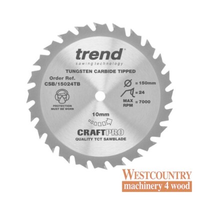 Trend CraftPro Dünnschnitt Akku-Sägeblatt - 150 mm Durchmesser x 1,5 Schnittfuge x 10 Bohrung 24 Z