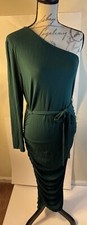 Women’s XL Green Off The Shoulder One Sleeve Bodycon Long  Holiday Dress