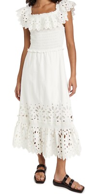 SEA New York Hazel Eyelet Smocked Ruffle Midi Dress White XS $395 NEW | eBay SEA New York Hazel Eyelet Smocked Ruffle Midi Dress White XS $395 NEW | eBay