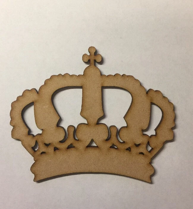 Laserkris Madera Princesa Corona Artesanía Blanco Corte Láser 3mm mdf Grueso Forma Artesanal