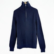 Men  s Blue Waffle Knit Zip Neck Jumper Large NEXT