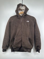 The North Face Girls Brown Fleece Hooded Full Zip Jacket Size XL Fluffy