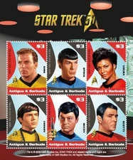 Antigua 2016 - Star Trek 50th Anniversary - Sheet of 6 Stamps Scott #3323 - MNH