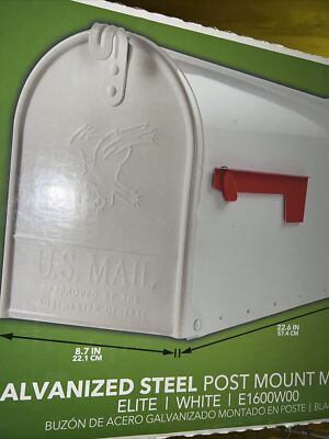 Gibraltar Elite Large Post-Mount Galvanized-Steel Rural US Mailbox White farm