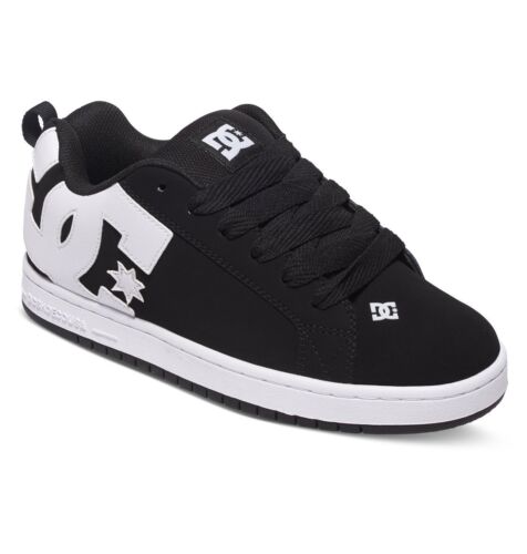 DC Shoes Men's Court Graffik Skateboarding Sneaker Low Black/White 100539 - Picture 1 of 4