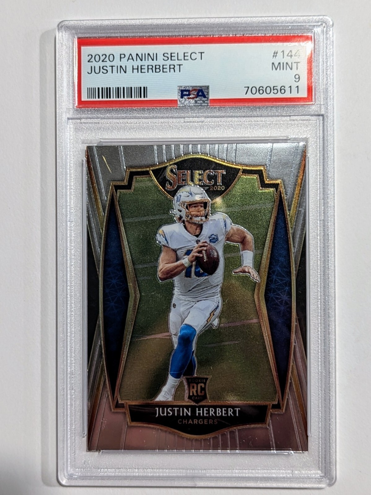 2020 Panini Select - Premier Level #144 Justin Herbert RC PSA 9 - Mint - Rookie