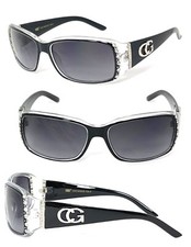 Womens CG Retro Rectangular Frame Rhinestones Sunglasses UV400