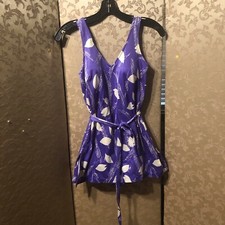 Maxine of Hollywood Vintage Purple Ivory Swimsuit Size Small