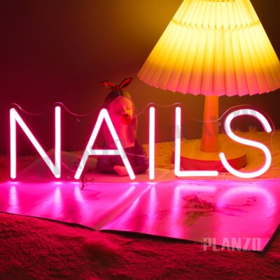 Planzo LED NAILS Neon Sign Light for Business Stores Logo Barber Shops Indoors
