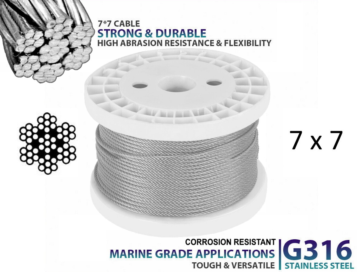 Wire Rope Stainless Steel. Wire Cable/Wire Cord. Sizes: 1.5mm-12mm