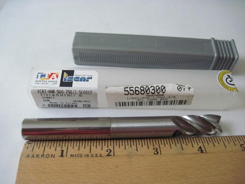 Iscar 5667858 Carbide Radius End Mill 1/2" x 3/4" x 4-1/2", 4FL, .010R - Afbeelding 1 van 5