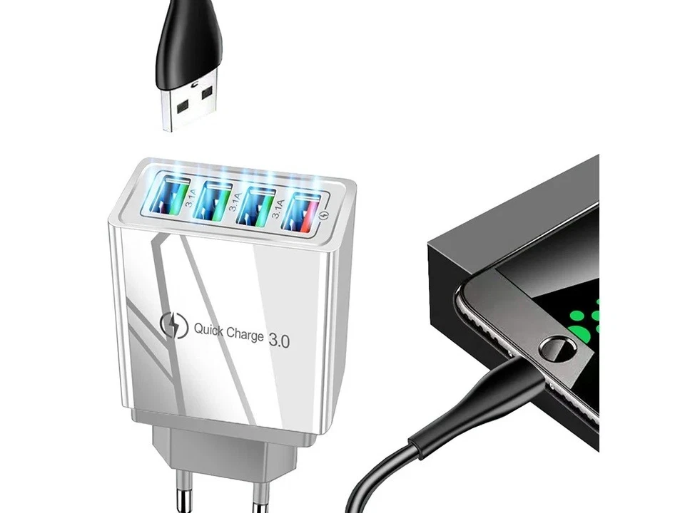 Schnellladegerät 4x USB Quick Charge 3.0 Adapter für Handy Tablet Ladegerät - Bild 2 von 4
