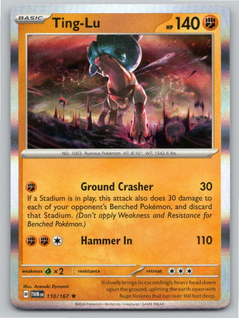 2024 POKEMON TING-LU TWILIGHT MASQUERADE 110/167 HOLO RARE NM A9916 FREE S&H
