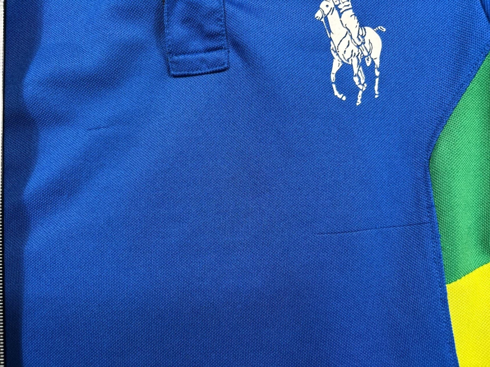 Polo Ralph Lauren Boys Polo Shirt Size 6 Blue Green Yellow Big Horse *READ - Image 3 of 4