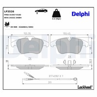 Delphi Bremsbelagsatz, Scheibenbremse LP3526 FüR Peugeot
