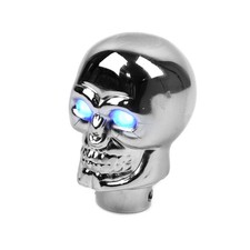 Universal Car Gear Shift Knob Chrome Blue Led Skull Lights Manual Lever Stick