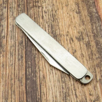 Vintage Taschenmesser mit Metall Griffschalen Klappmesser Silberfarben Hong Kong - Bild 1 von 4