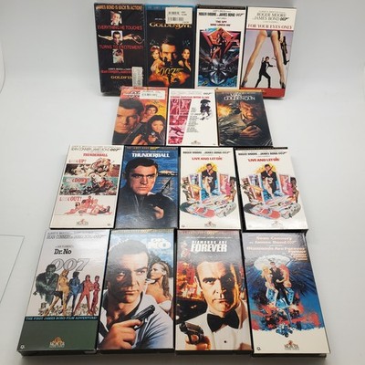 James Bond 007 VHS Tape Collection Lot - 11 Movies Sean Connery Roger Moore