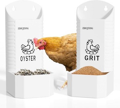 Oyster Shell & Grit Feeder Combo 2-Pack Chicken Feeder Hanging Gravity Chicken