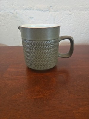 Vtg Denby Camelot Dark Green Creamer Chevron England 3.75'' 12oz Stoneware