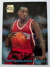 ALLEN IVERSON, 1996-97 TOPPS STADIUM CLUB ROOKIE CARD #R1. rookie card picture