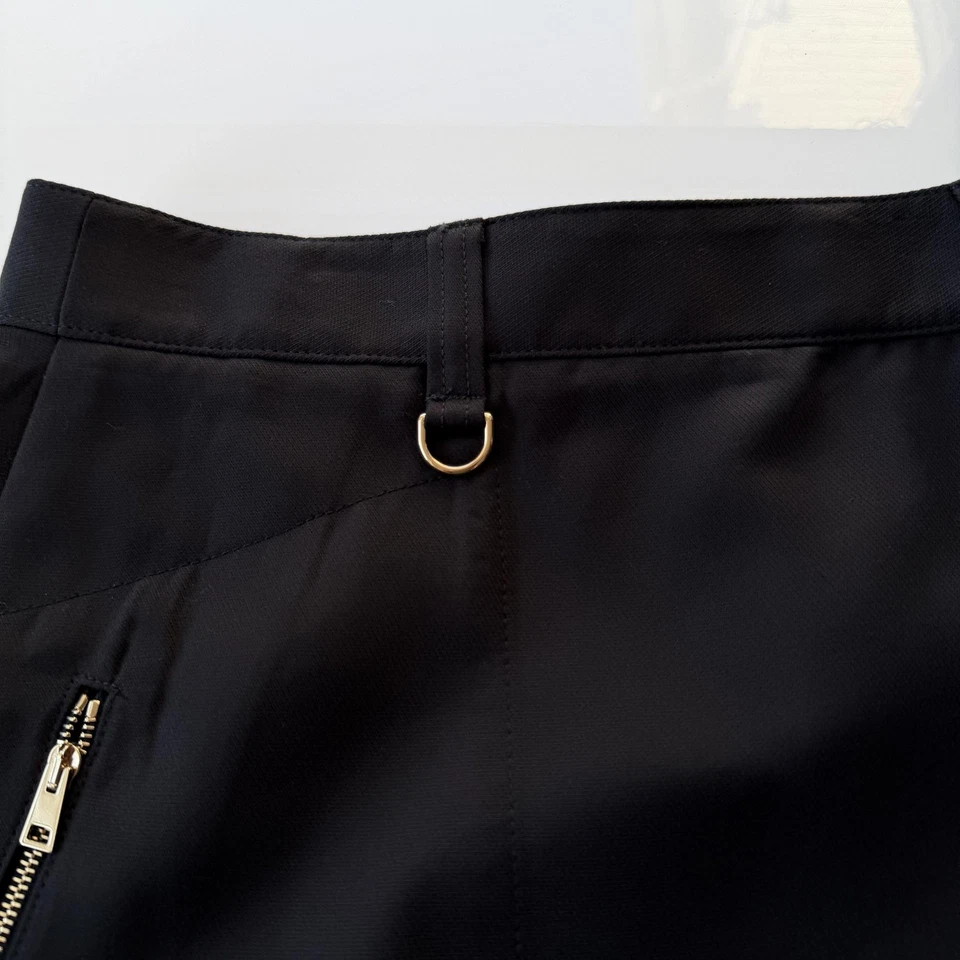 Tory Burch 包裹裙女式 0 黑色 A 字拉链口袋 D 形环金色五金 Y2K — 第 3/4 张图片