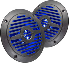 5 Water Resistant Speakers with Blue LED Lights for Marine, Rvs, Hot Tubs P
