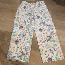 TALBOTS WOMENS WHITE FLORAL PRINT PANTS SIZE 8