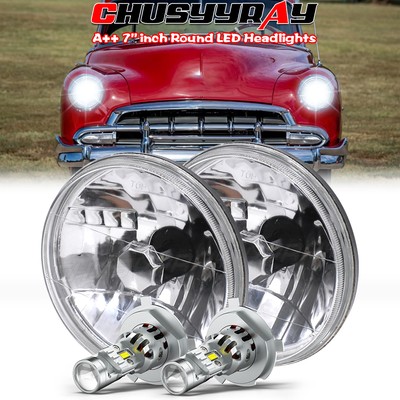 2PCS Fit chevrolet P10 P20 P30 Van 7''inch Round LED Headlights Hi-Low Beam DRL
