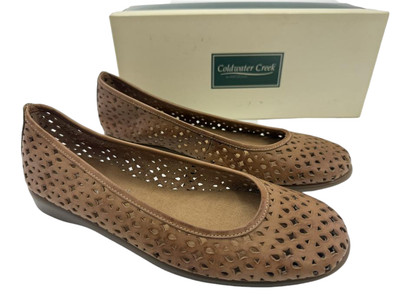 Coldwater Creek NEW Teardrop Leather Chop Cut Out Womens 7 Ballet Flats Shoes