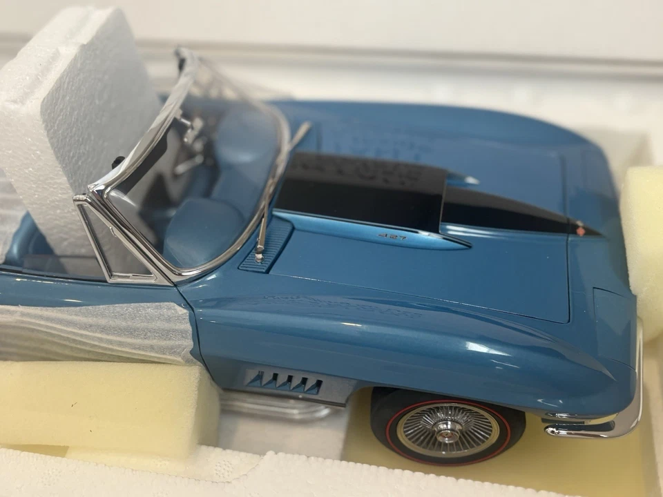 VERY RARE, FRANKLIN MINT 1:12 SCALE CORVETTE BLUE B11E301 BOX/ EXTRAS WOW NEW US - Image 3 of 4