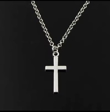 Collar con colgante de cruz de plata pequeña para cadena de hombre y mujer 20