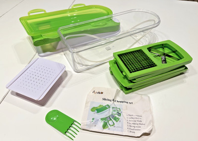Avilo Gemüsehacker Hobel Würfelschneider Mandoline Schneider Set 7-teilig Behälter Neu
