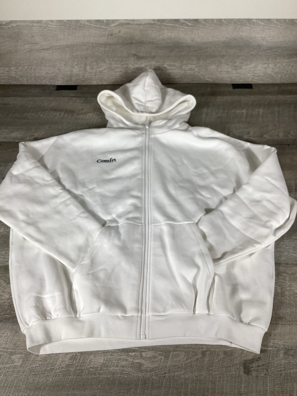 Comfrt Cloud Zip Mens Hoodie Snow White XL Full Zip Heavyweight Sweatshirt NWG