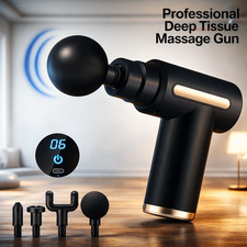 Mini Deep Tissue Massage Gun Portable Muscle Massager 6 Speeds 4 Head Attach