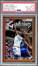 Kevin Garnett Auto 1996 Finest Refractor RC 66 Timberwolves PSA 8 Sig 10 PSA/DNA