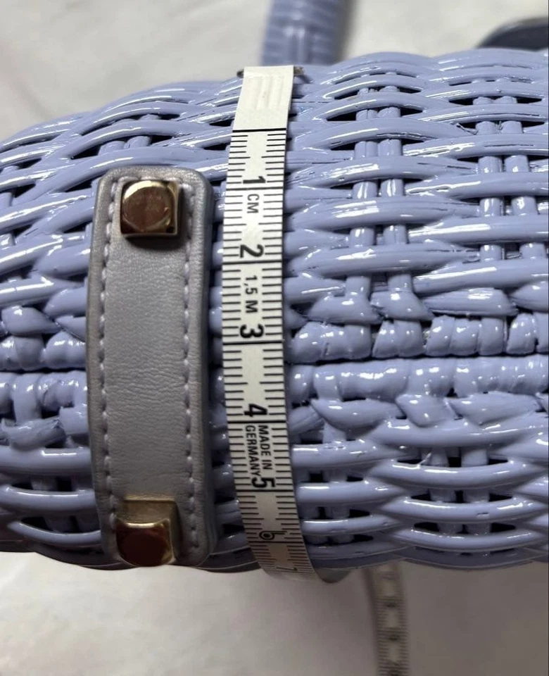 SALVATORE FERRAGAMO Straw Mini Basket Bag Handbag Blue Purple Used Authentic - Image 4 of 4