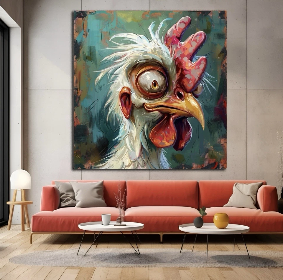 Lienzo Arte de Pared Impresión Graffiti Gallo Feo Arte Pop Moderno Hogar Decoración de Pared Foto 2 de 4