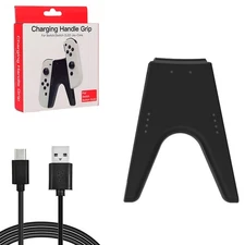 Black V Shape Charging Grip Replacement For Nintendo Switch JoyCon Controller