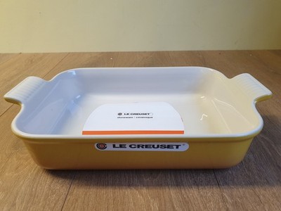 Le Creuset Steingut Heritage rechteckige Schale 32 cm 4 qt Soleil gelb NEU
