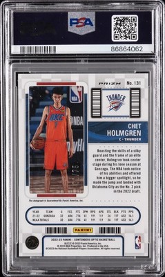2022 CONTENDERS OPTIC AUTO-GREEN #131 CHET HOLMGREN 69/75 PSA 9 | eBay