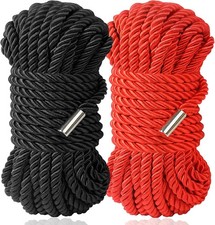 Silk Rope Long Rope, Skin Friendly Soft Durable, 1Black 1Red, Black, Red