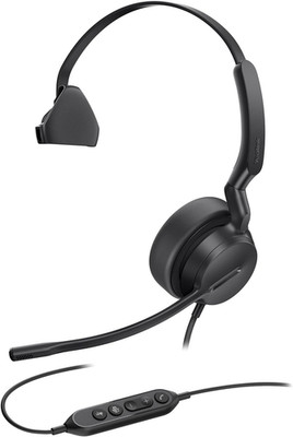 UH42 USB-C/A Mono Headset with Mic for PC Computer, Wired Headphones Teams Certi