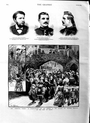 Alter antiker Druck 1884 Mittelalter Markt Knightsbridge Prinz Oranien Major 19.